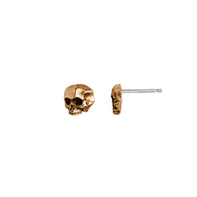 Load image into Gallery viewer, Bronze skull-shaped earrings on a white background