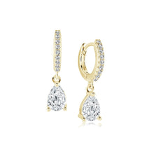 Load image into Gallery viewer, Sparkling Pear Drop Hoop Earrings - Fifth Avenue Jewellers