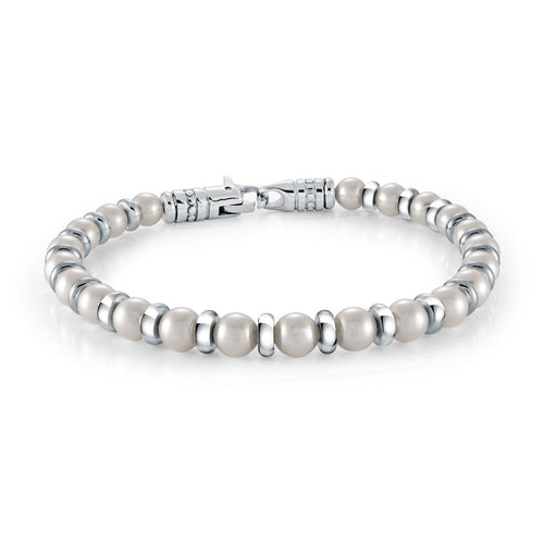 Stainless Steel & Swarovski Pearl Bracelet - Fifth Avenue Jewellers