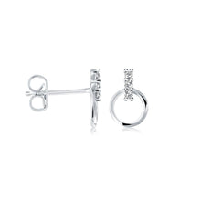 Load image into Gallery viewer, White CZ Bar & Circle Stud Earrings - Fifth Avenue Jewellers