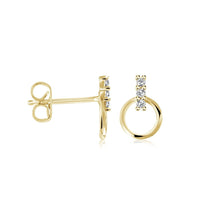 Load image into Gallery viewer, White CZ Bar & Circle Stud Earrings - Fifth Avenue Jewellers