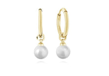 Load image into Gallery viewer, White CZ & Pearl Drop Huggie Earrings - Fifth Avenue Jewellers