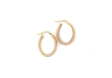 Load image into Gallery viewer, Yellow Gold Oval Striped Hoop Earrings - Fifth Avenue Jewellers