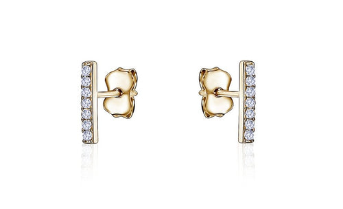 Yellow Gold Small Bar Studs - Fifth Avenue Jewellers