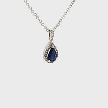 Load and play video in Gallery viewer, Teardrop Sapphire And Diamond Pendant