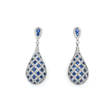 Load image into Gallery viewer, Diamond And Sapphire Checkerboard Drop Earrings Fifth Avenue Jewellers