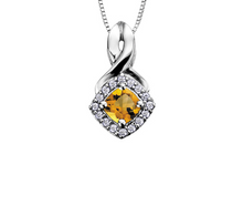 Load image into Gallery viewer, Diamond Halo Birthstone Necklace November Citrine Fifth Avenue Jewellers