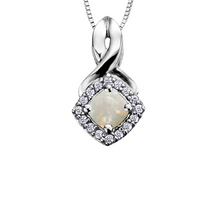 Load image into Gallery viewer, Diamond Halo Birthstone Necklace October Opal Fifth Avenue Jewellers