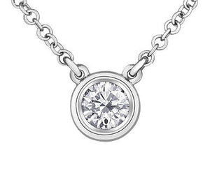 Casual Lux White Gold Bezel Set Diamond Solitaire Necklace .24ct - Fifth Avenue Jewellers