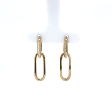 Load image into Gallery viewer, CZ Paperclip Huggie Earrings With Floating Link - Fifth Avenue Jewellers