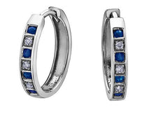 Load image into Gallery viewer, Diamond and Gemstone Hoop Earrings in White Gold - Fifth Avenue Jewellers