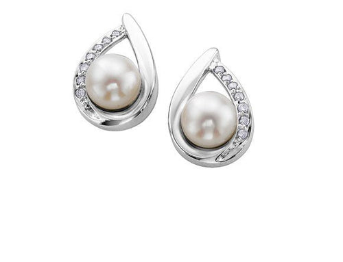 Diamond And Pearl Teardrop Earrings - Fifth Avenue Jewellers
