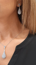 Load image into Gallery viewer, Diamond And Sapphire Checkerboard Drop Earrings - Fifth Avenue Jewellers