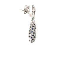 Load image into Gallery viewer, Diamond And Sapphire Checkerboard Drop Earrings - Fifth Avenue Jewellers