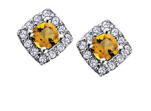 Load image into Gallery viewer, Diamond Halo Birthstone Earrings - Fifth Avenue Jewellers