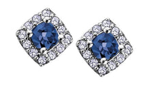Load image into Gallery viewer, Diamond Halo Birthstone Earrings - Fifth Avenue Jewellers