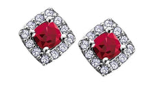 Load image into Gallery viewer, Diamond Halo Birthstone Earrings - Fifth Avenue Jewellers