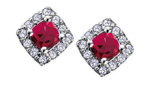 Load image into Gallery viewer, Diamond Halo Birthstone Earrings - Fifth Avenue Jewellers