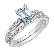 Load image into Gallery viewer, Emerald Cut Solitaire With Diamond Band 1.20ct - Fifth Avenue Jewellers