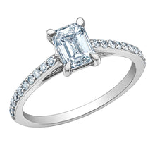 Load image into Gallery viewer, Emerald Cut Solitaire With Diamond Band 1.20ct - Fifth Avenue Jewellers