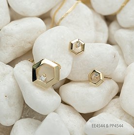 Hexagonal Diamond Stud Earrings - Fifth Avenue Jewellers