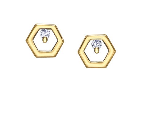 Hexagonal Diamond Stud Earrings - Fifth Avenue Jewellers