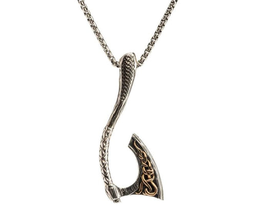 Keith Jack Curved Viking Warrior Axe Pendant Necklace - Fifth Avenue Jewellers