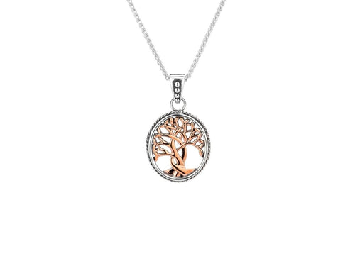 Keith Jack Sterling Silver and 10k Rose Gold Tree of Life Small Pendant - Fifth Avenue Jewellers