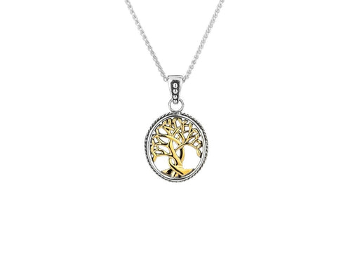 Keith Jack Sterling Silver and 10k Yellow Gold Tree of Life Small Pendant - Fifth Avenue Jewellers