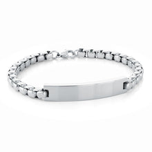 Load image into Gallery viewer, Mens Stainless Steel Box Link ID Bracelet - Fifth Avenue Jewellers