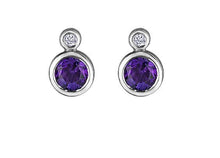 Load image into Gallery viewer, Minimalist Amethyst Stud Earrings - Fifth Avenue Jewellers