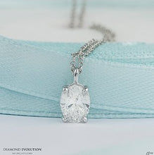 Load image into Gallery viewer, Oval Diamond Solitaire Necklace In White Gold - Fifth Avenue Jewellers