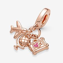 Load image into Gallery viewer, Pandora Airplane, Globe & Suitcase Triple Dangle Charm - Fifth Avenue Jewellers