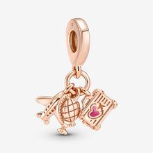 Load image into Gallery viewer, Pandora Airplane, Globe & Suitcase Triple Dangle Charm - Fifth Avenue Jewellers
