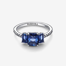 Load image into Gallery viewer, Pandora Blue Rectangular Three Stone Sparkling Ring - Fifth Avenue Jewellers