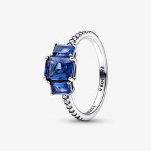 Load image into Gallery viewer, Pandora Blue Rectangular Three Stone Sparkling Ring - Fifth Avenue Jewellers