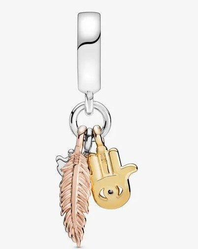 Pandora Hamsa, All-Seeing Eye and Feather Dangle Charm – Fifth