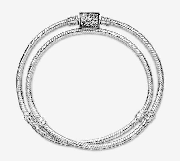 Pandora Moments Barrel Clasp Snake Chain Bracelet, Sterling silver