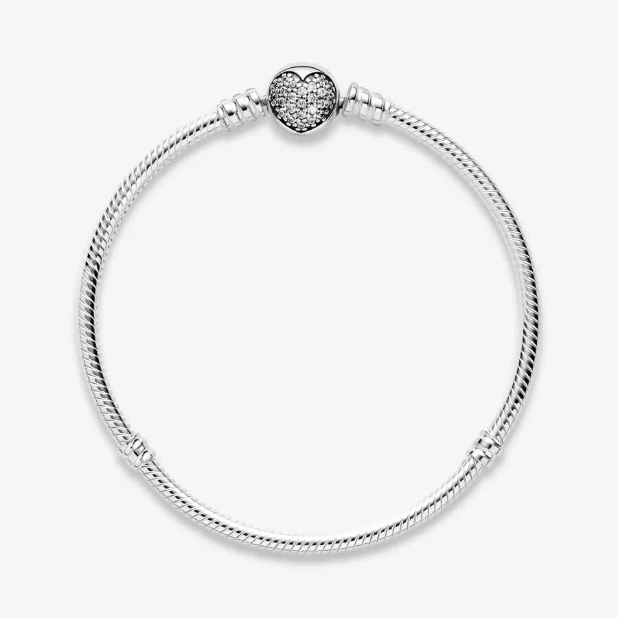 Pandora Moments Sparkling Heart Clasp Snake Chain Bracelet – Fifth