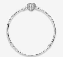 Load image into Gallery viewer, Pandora Moments Sparkling Heart Clasp Snake Chain Bracelet - Fifth Avenue Jewellers