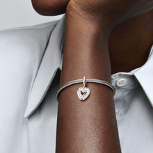Load image into Gallery viewer, Pandora Pearlescent White Heart Double Dangle Charm - Fifth Avenue Jewellers