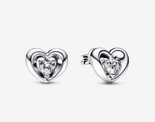 Load image into Gallery viewer, Pandora Radiant Heart & Floating Stone Stud Earrings - Fifth Avenue Jewellers
