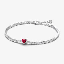 Load image into Gallery viewer, Pandora Red Sparkling Heart Tennis Bracelet - Fifth Avenue Jewellers