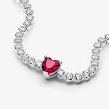 Load image into Gallery viewer, Pandora Red Sparkling Heart Tennis Bracelet - Fifth Avenue Jewellers