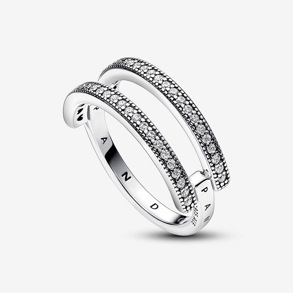 Pandora Signature Logo & Pavé Double Band Ring – Fifth