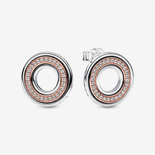 Load image into Gallery viewer, Pandora Signature Two Tone Logo & Pavé Stud Earrings - Fifth Avenue Jewellers