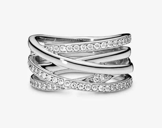 Sparkling & Polished Lines Ring, Sterling silver