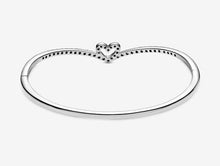 Load image into Gallery viewer, Pandora Sparkling Wishbone Heart Bangle - Fifth Avenue Jewellers