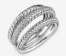 Load image into Gallery viewer, Pandora Triple Band Pavé Snake Chain Pattern Ring - Fifth Avenue Jewellers