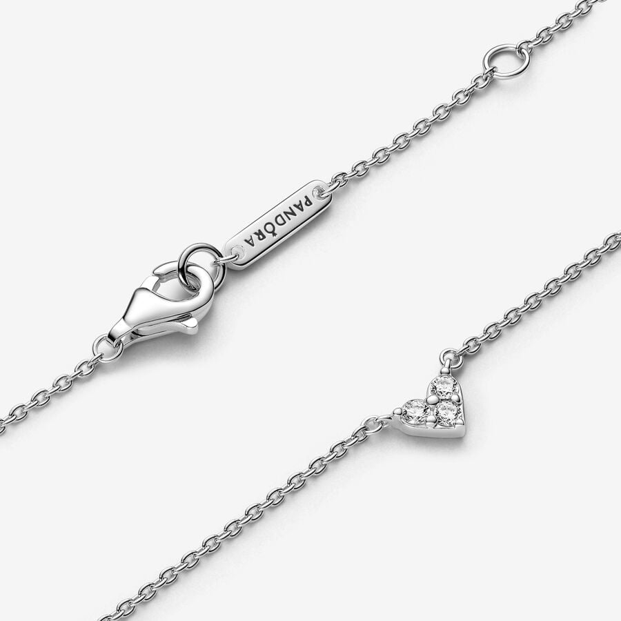 Triple Stone Heart Collier Necklace